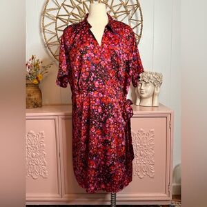 Vince‎ Camuto Black and Pink 3X Floral Dress